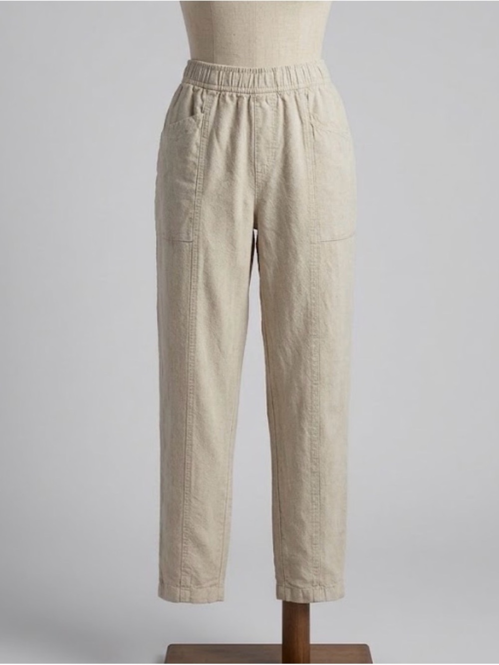 Old Navy Linen Blend High Rise Straight Taper Pants Beige Coastal Neutral M